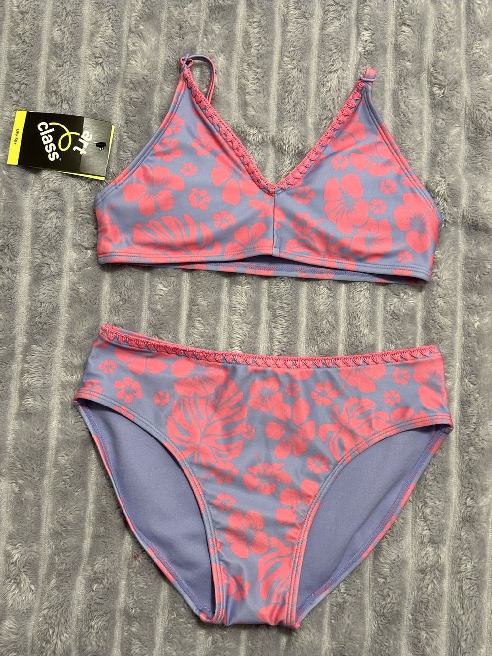 art class Pink Floral Bikini Set on Lavender